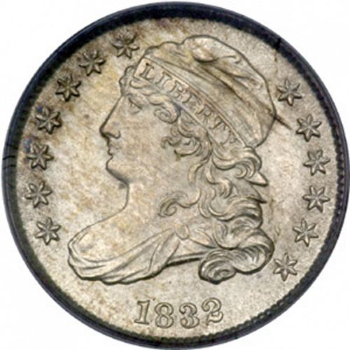 10 cent Obverse Image minted in UNITED STATES in 1832 (Lyberty Cap - Reduced size)  - The Coin Database