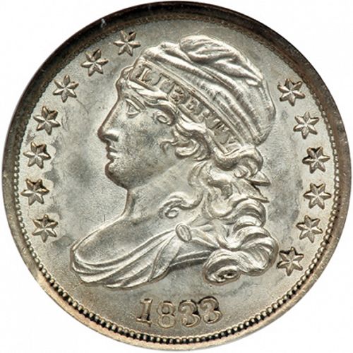 10 cent Obverse Image minted in UNITED STATES in 1833 (Lyberty Cap - Reduced size)  - The Coin Database
