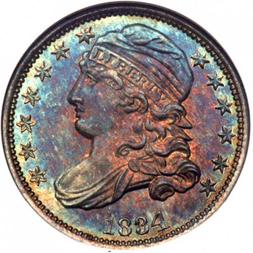 10 cent Obverse Image minted in UNITED STATES in 1834 (Lyberty Cap - Reduced size)  - The Coin Database