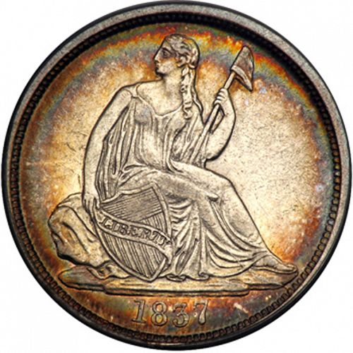 10 cent Obverse Image minted in UNITED STATES in 1837 (Lyberty Cap - Reduced size)  - The Coin Database