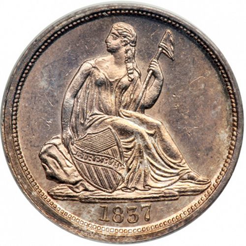 10 cent Obverse Image minted in UNITED STATES in 1837 (Seated Liberty - No stars)  - The Coin Database