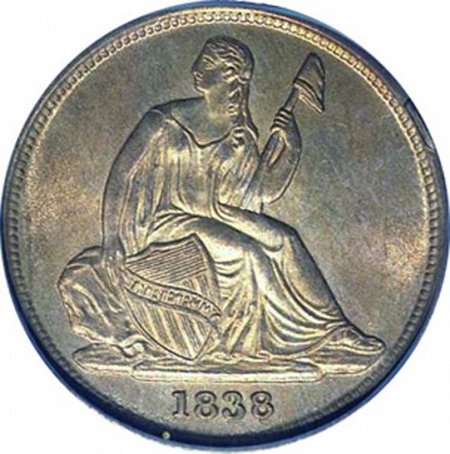 10 cent Obverse Image minted in UNITED STATES in 1838O (Seated Liberty - No stars)  - The Coin Database