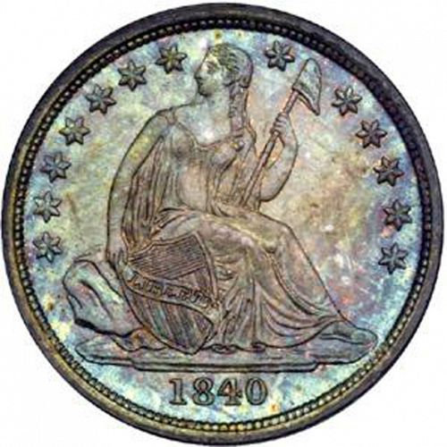 10 cent Obverse Image minted in UNITED STATES in 1840 (Seated Liberty - Stars around rim)  - The Coin Database