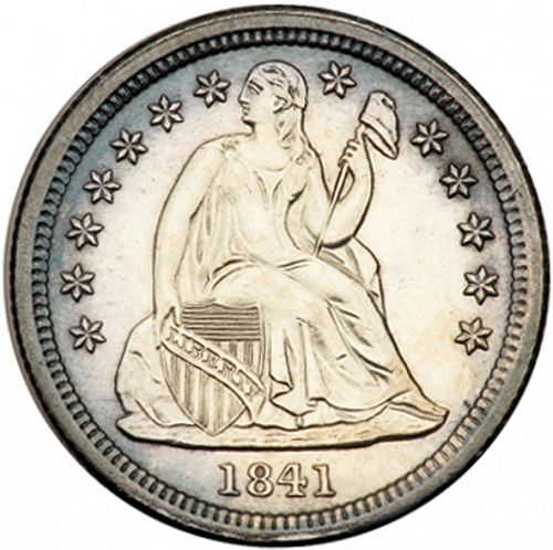 10 cent Obverse Image minted in UNITED STATES in 1841 (Seated Liberty - Drapery added to Liberty)  - The Coin Database