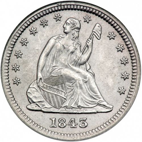 10 cent Obverse Image minted in UNITED STATES in 1843 (Seated Liberty - Drapery added to Liberty)  - The Coin Database