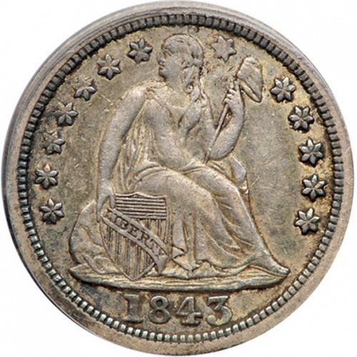 10 cent Obverse Image minted in UNITED STATES in 1843O (Seated Liberty - Drapery added to Liberty)  - The Coin Database