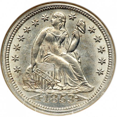 10 cent Obverse Image minted in UNITED STATES in 1853 (Seated Liberty - Arrows at date)  - The Coin Database
