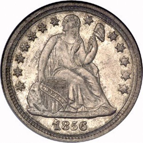 10 cent Obverse Image minted in UNITED STATES in 1856 (Seated Liberty - Arrows at date removed)  - The Coin Database