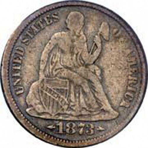 10 cent Obverse Image minted in UNITED STATES in 1873CC (Seated Liberty - Obverse legende (Arrows at date))  - The Coin Database