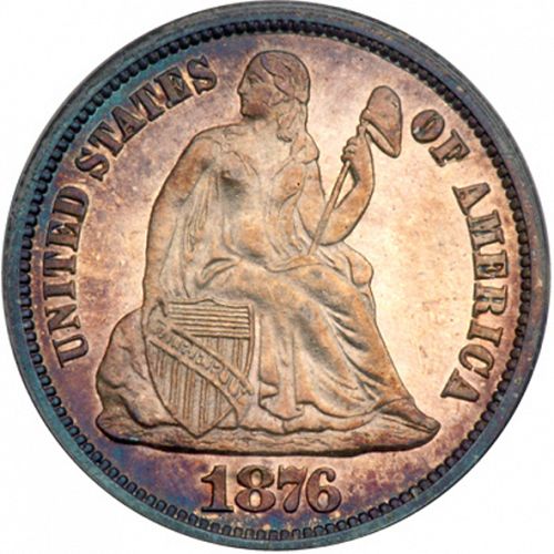 10 cent Obverse Image minted in UNITED STATES in 1876 (Seated Liberty - Obverse legende (Arrows at date removed))  - The Coin Database