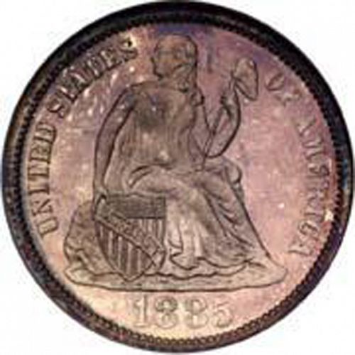 10 cent Obverse Image minted in UNITED STATES in 1885 (Seated Liberty - Obverse legende (Arrows at date removed))  - The Coin Database