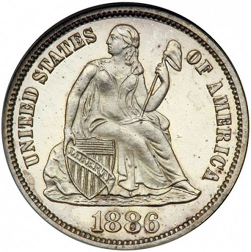 10 cent Obverse Image minted in UNITED STATES in 1886 (Seated Liberty - Obverse legende (Arrows at date removed))  - The Coin Database