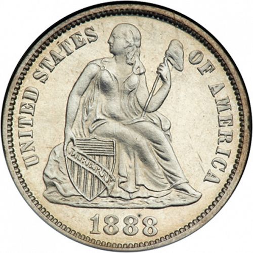 10 cent Obverse Image minted in UNITED STATES in 1888 (Seated Liberty - Obverse legende (Arrows at date removed))  - The Coin Database