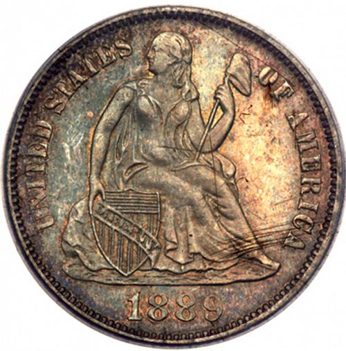 10 cent Obverse Image minted in UNITED STATES in 1889 (Seated Liberty - Obverse legende (Arrows at date removed))  - The Coin Database
