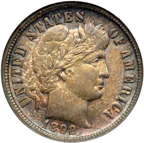 10 cent Obverse Image minted in UNITED STATES in 1892O (Barber)  - The Coin Database