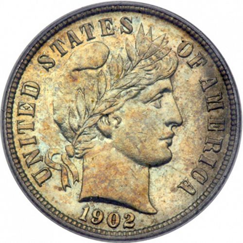 10 cent Obverse Image minted in UNITED STATES in 1902 (Barber)  - The Coin Database