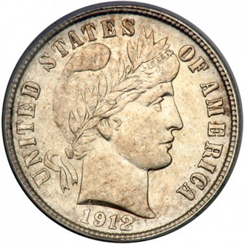 10 cent Obverse Image minted in UNITED STATES in 1912D (Barber)  - The Coin Database