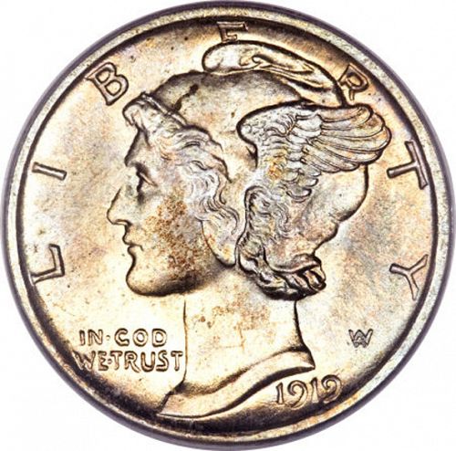 10 cent Obverse Image minted in UNITED STATES in 1919S (Mercury)  - The Coin Database