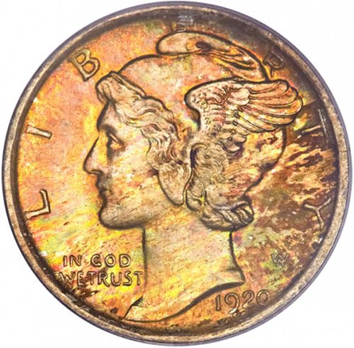 10 cent Obverse Image minted in UNITED STATES in 1920S (Mercury)  - The Coin Database
