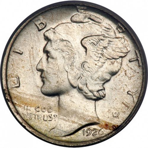 10 cent Obverse Image minted in UNITED STATES in 1926D (Mercury)  - The Coin Database