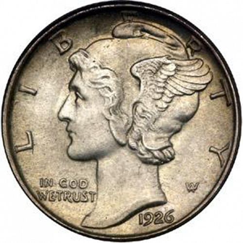 10 cent Obverse Image minted in UNITED STATES in 1926S (Mercury)  - The Coin Database