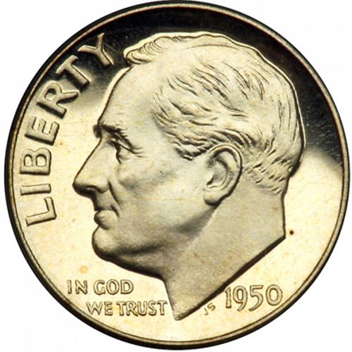 10 cent Obverse Image minted in UNITED STATES in 1950 (Roosevelt)  - The Coin Database
