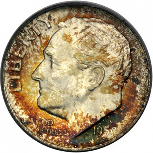 10 cent Obverse Image minted in UNITED STATES in 1950S (Roosevelt)  - The Coin Database