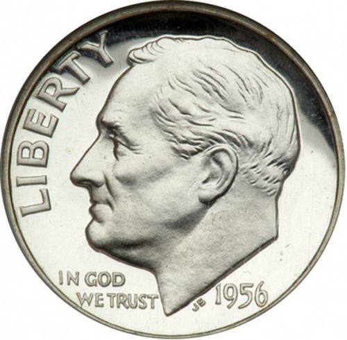 10 cent Obverse Image minted in UNITED STATES in 1956 (Roosevelt)  - The Coin Database