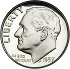 10 cent Obverse Image minted in UNITED STATES in 1957 (Roosevelt)  - The Coin Database