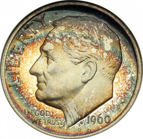 10 cent Obverse Image minted in UNITED STATES in 1960 (Roosevelt)  - The Coin Database