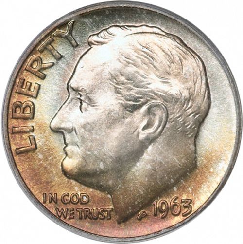 10 cent Obverse Image minted in UNITED STATES in 1963D (Roosevelt)  - The Coin Database