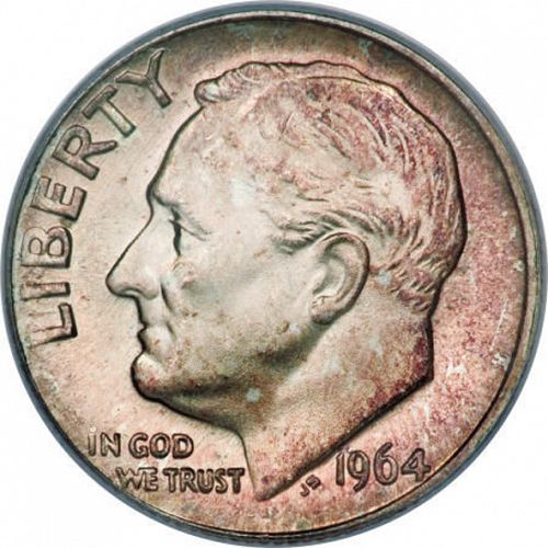10 cent Obverse Image minted in UNITED STATES in 1964D (Roosevelt)  - The Coin Database