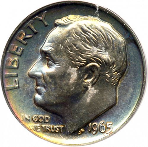 10 cent Obverse Image minted in UNITED STATES in 1965 (Roosevelt)  - The Coin Database
