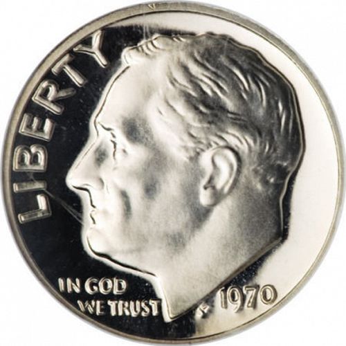 10 cent Obverse Image minted in UNITED STATES in 1970 (Roosevelt)  - The Coin Database