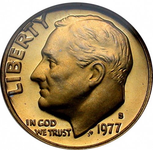 10 cent Obverse Image minted in UNITED STATES in 1977S (Roosevelt)  - The Coin Database
