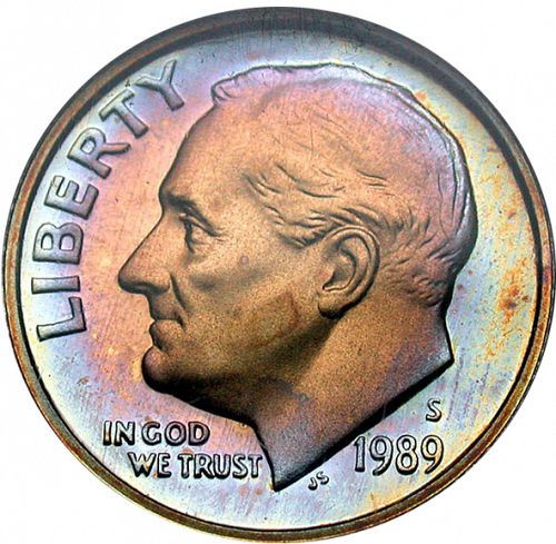 10 cent Obverse Image minted in UNITED STATES in 1989S (Roosevelt)  - The Coin Database