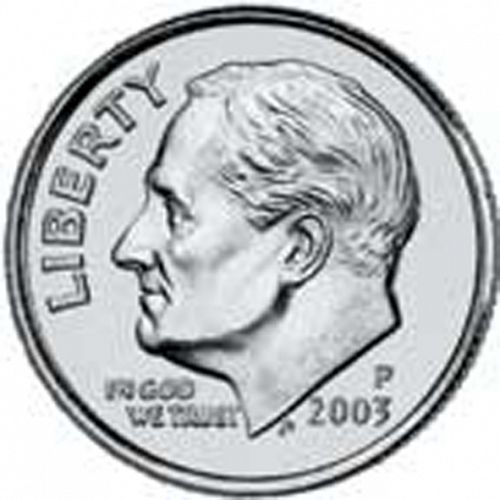 10 cent Obverse Image minted in UNITED STATES in 2003P (Roosevelt)  - The Coin Database