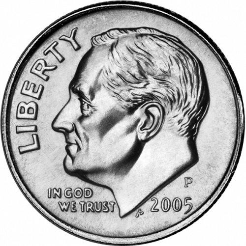 10 cent Obverse Image minted in UNITED STATES in 2005P (Roosevelt)  - The Coin Database