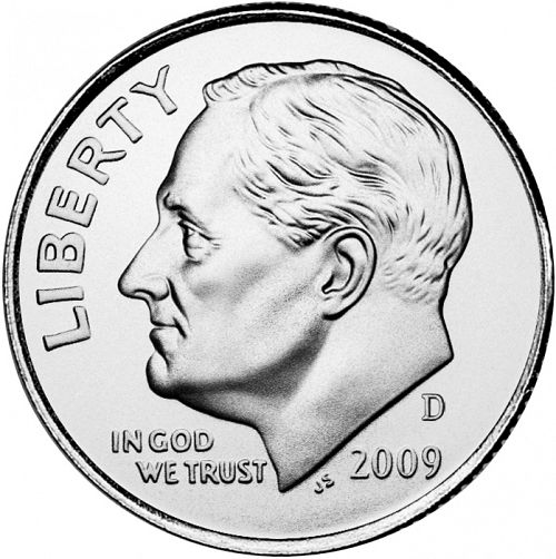 10 cent Obverse Image minted in UNITED STATES in 2009D (Roosevelt)  - The Coin Database