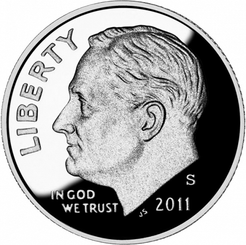 10 cent Obverse Image minted in UNITED STATES in 2011S (Roosevelt)  - The Coin Database
