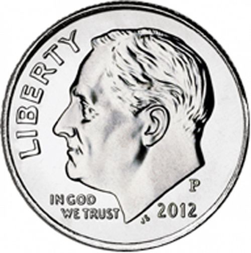 10 cent Obverse Image minted in UNITED STATES in 2012P (Roosevelt)  - The Coin Database