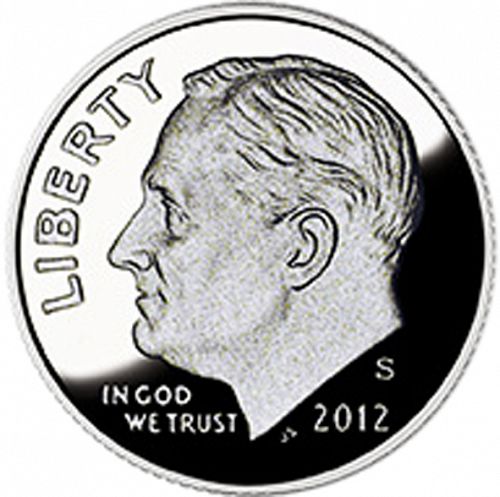 10 cent Obverse Image minted in UNITED STATES in 2012S (Roosevelt)  - The Coin Database