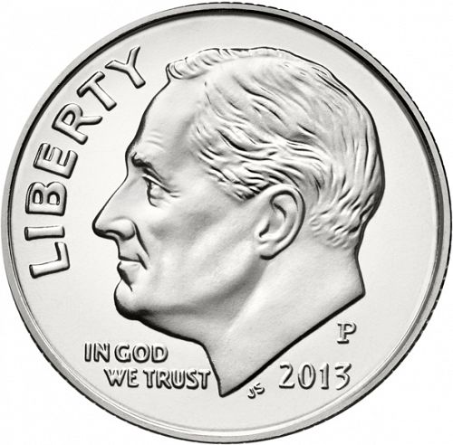 10 cent Obverse Image minted in UNITED STATES in 2013P (Roosevelt)  - The Coin Database