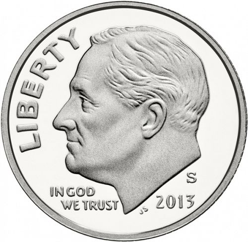 10 cent Obverse Image minted in UNITED STATES in 2013S (Roosevelt)  - The Coin Database
