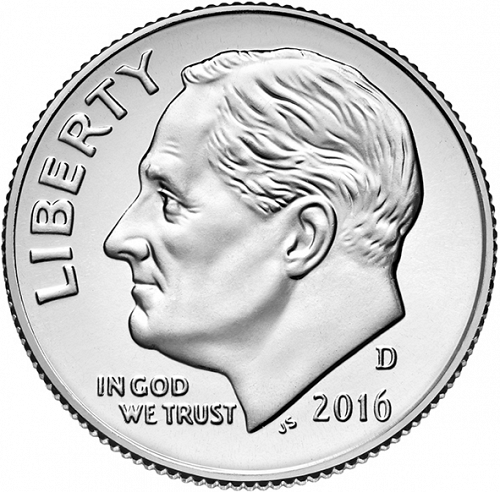 10 cent Obverse Image minted in UNITED STATES in 2016D (Roosevelt)  - The Coin Database