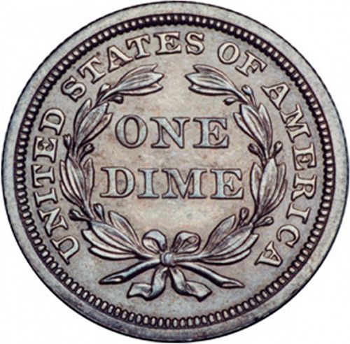 10 cent Reverse Image minted in UNITED STATES in 1843 (Seated Liberty - Drapery added to Liberty)  - The Coin Database