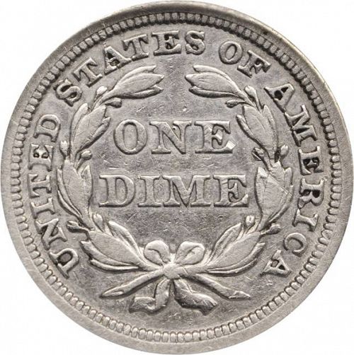 10 cent Reverse Image minted in UNITED STATES in 1844 (Seated Liberty - Drapery added to Liberty)  - The Coin Database