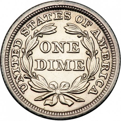 10 cent Reverse Image minted in UNITED STATES in 1845 (Seated Liberty - Drapery added to Liberty)  - The Coin Database