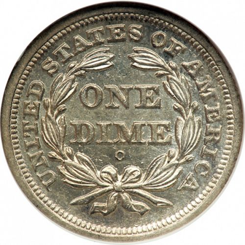 10 cent Reverse Image minted in UNITED STATES in 1849O (Seated Liberty - Drapery added to Liberty)  - The Coin Database