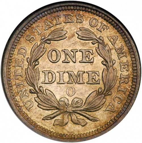 10 cent Reverse Image minted in UNITED STATES in 1852O (Seated Liberty - Drapery added to Liberty)  - The Coin Database